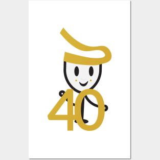 40th Birthday Cute Wine Glass Posters and Art